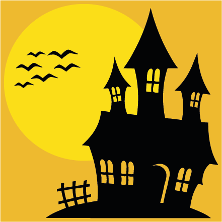 Hunted house with moon