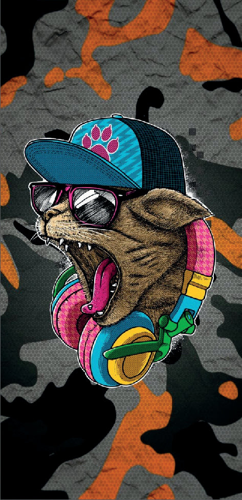 Cat with headphones